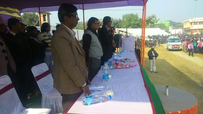 The great educationist of Madhepura Dr.Bhupendra Madhepuri and D.M Md.Sohail at B.N.Mandal Stadium Madhepura .