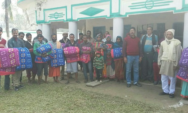 Dr Madhepri with wife Renu Choudhary at Sinheshwar Mandir Trust office .