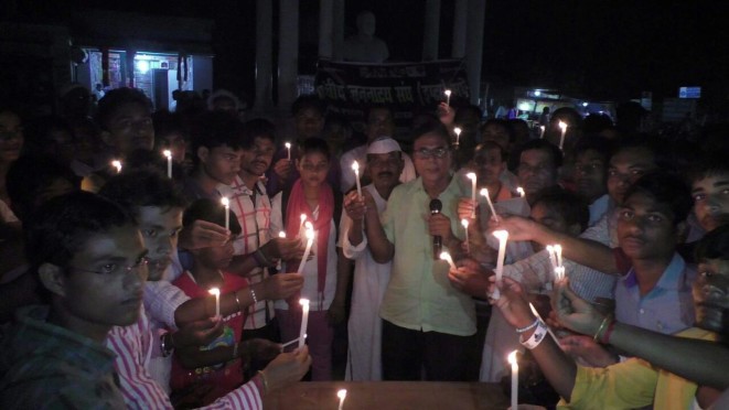 Dr.Bhupendra Madhepuri, Dr.Naresh Kumar and others paying homage to Udi Attack Martyrs at Bhupendra Chowk Madhepura