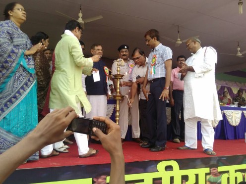 Samajsevi Dr.Bhupendra Narayan Yadav Madhepuri, MP Sharad Yadav , DM Md.Sohail , SP Vikash Kumar and others collectively inaugurating State Level Kabaddi Championship at BN Mandal Stadium Madhepura