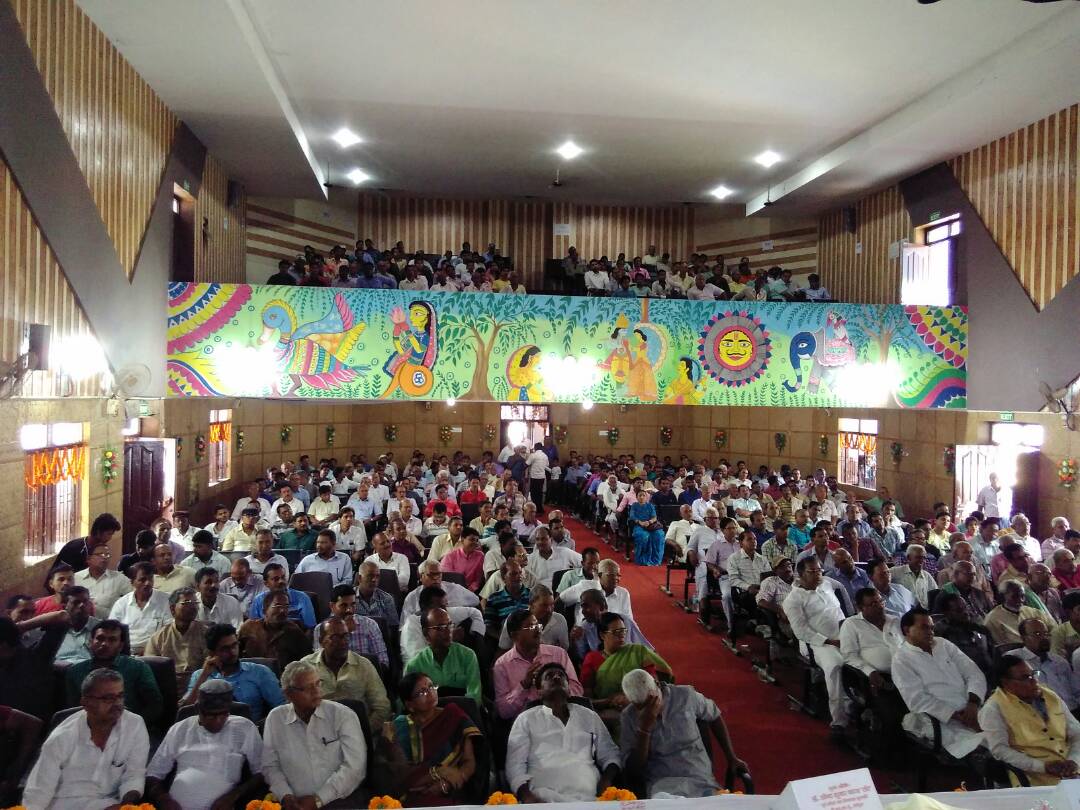 The audience attending Pratima Anavaran Samaroh of Dr.M.P. Yadav , Ex-Principal TP College , Ex-MLA & Minister State Education , Member of Parliament , Pro-VC (Patna & Ambedkar University) & VC. BNMU Madhepura." in the University Auditorium Madhepura.