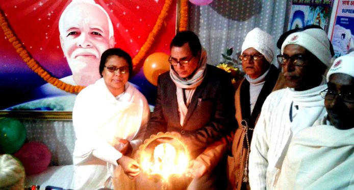 Educationist Dr.Bhupendra Madhepuri inaugurating a function along with Brahma Kumari Ranju Didi at Pragya Pita Brahma Kumari Ishwariya Vishwavidyalay Madhepura Centre on 1st January 2018.