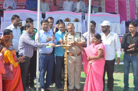 DM Navdeep Shukla, SP Sanjay Kumar, Dr.B.N.Yadav Madhepuri and others inaugurating State Level Cricket Tournament at BN Mandal Stadium Madhepura.