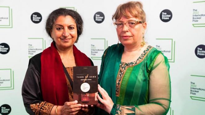 Booker Prize winner Geetanjali Shree with translator Daisi Rokkwel