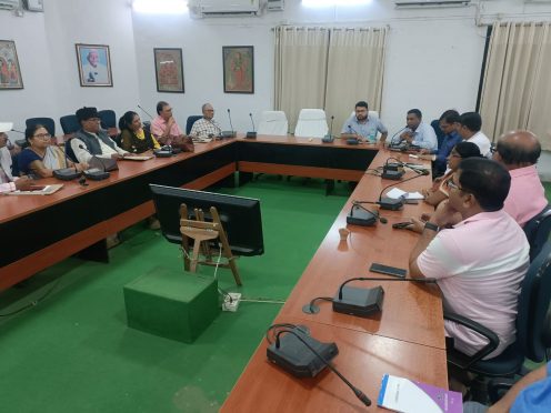 Dr.bhupendra Narayan Yadav Madhepuri, Dr AK Mandal and others Gopastami Mahotsav Meeting at Jhallu Babu Sabhagar.