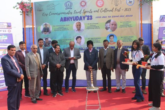Dr.Bhupendra Madhepuri inaugurating Fest- 2023 Abhuday at BP Mandal College of Engineering.